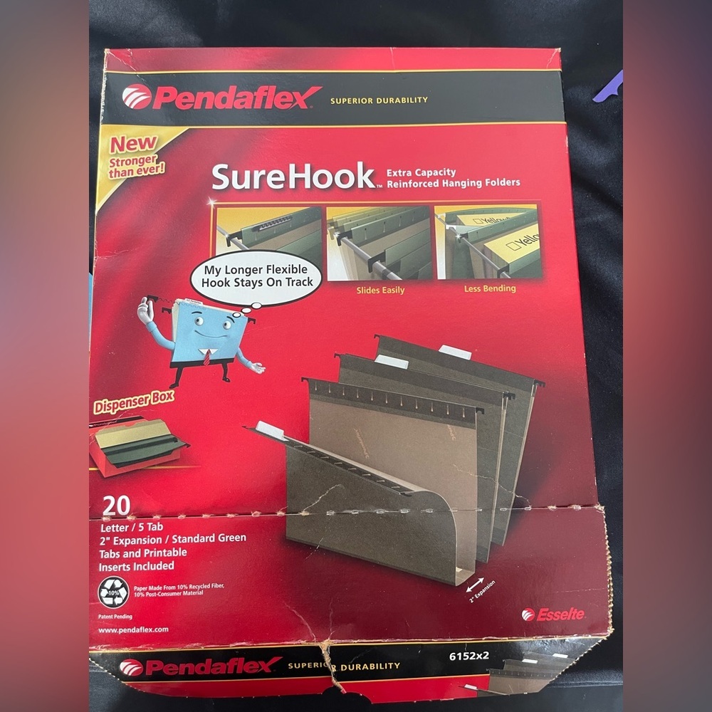 Pendaflex SureHook Hanging Folders, 20 New Hunter Green File Cabinet